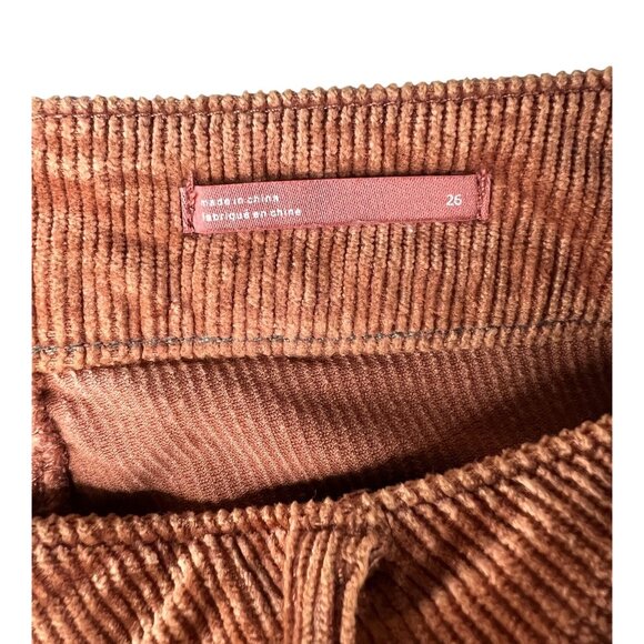 Anthropologie Pilcro The Yaya Rust Orange Corduroy Crop Flared Pants Size 26 - Picture 7 of 16